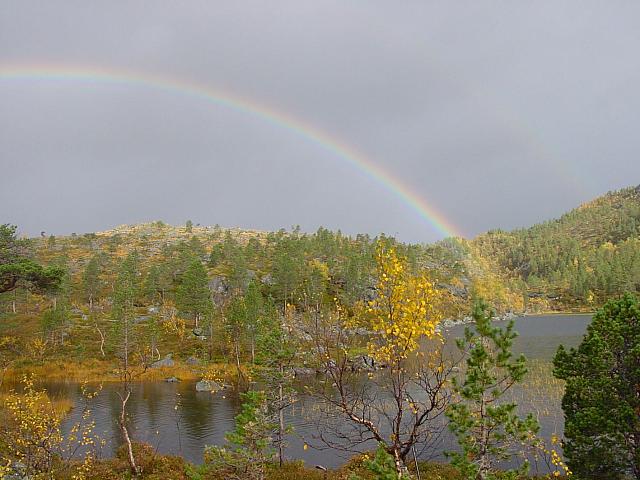 Regnbuen ned i Allmenningsvatnet